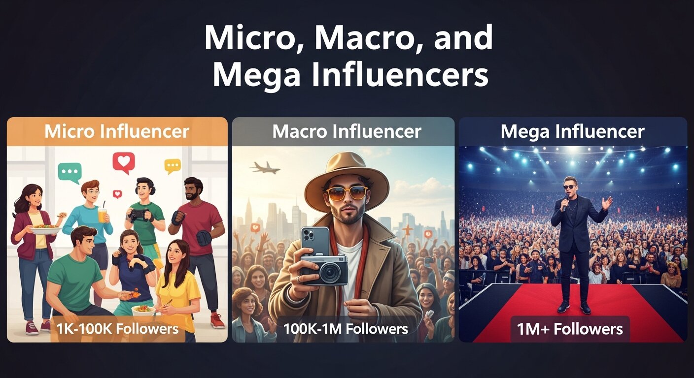Micro, Macro, and Mega Influencers